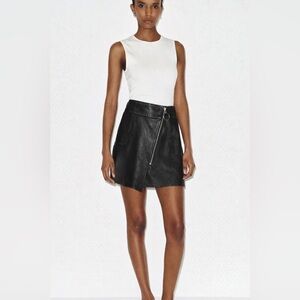 Venti6 Faux Leather Asymmetrical Mini Skirt